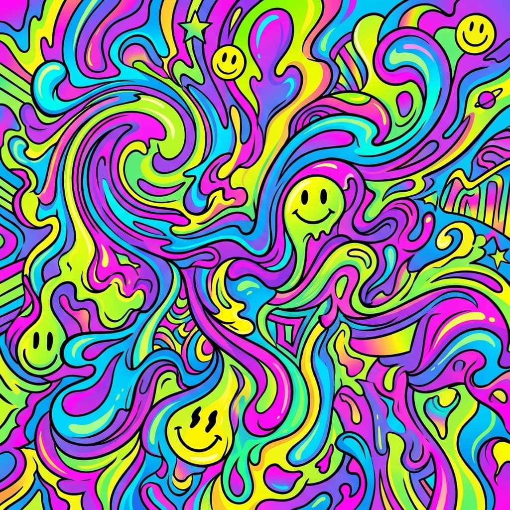 Psychedelic Rave Cartoon